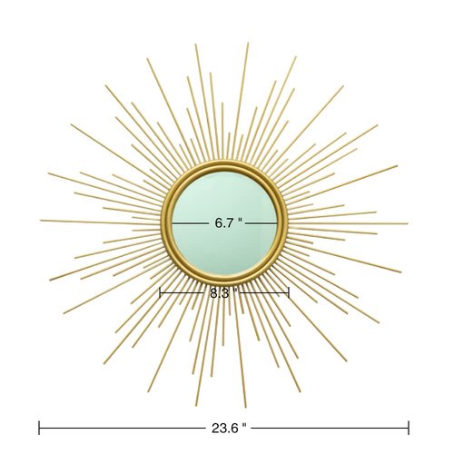 MAIKAILUN Sunburst Mirror, 24" Boho Mirror, Gold Sun Decorative Mirrors for Wall Decor, Small Mid Century Modern Small Living Room