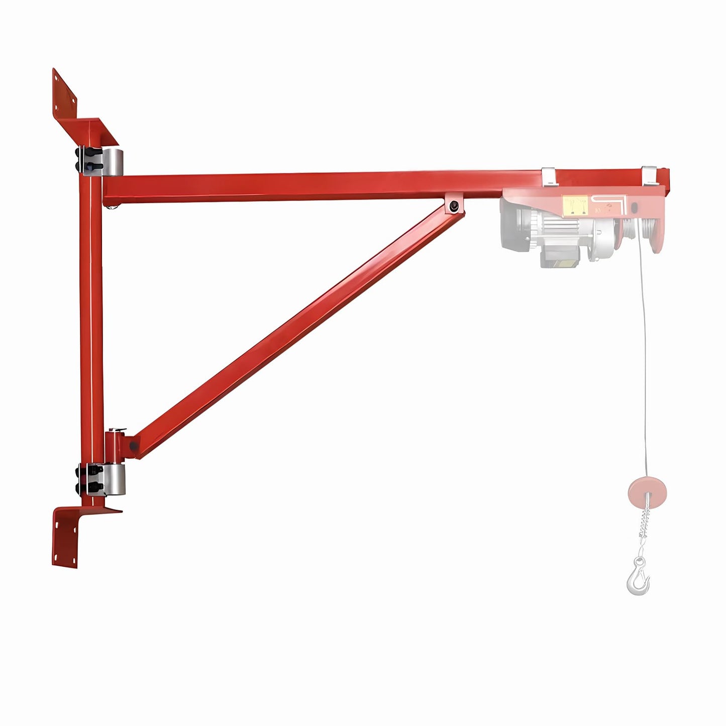 BIGalleons 660lb Wall Mount Jib Crane - Heavy Duty Steel Construction, 180° Rotation, 47" Reach, Professional Hoist Bracket for Workshop & Garage (Red)