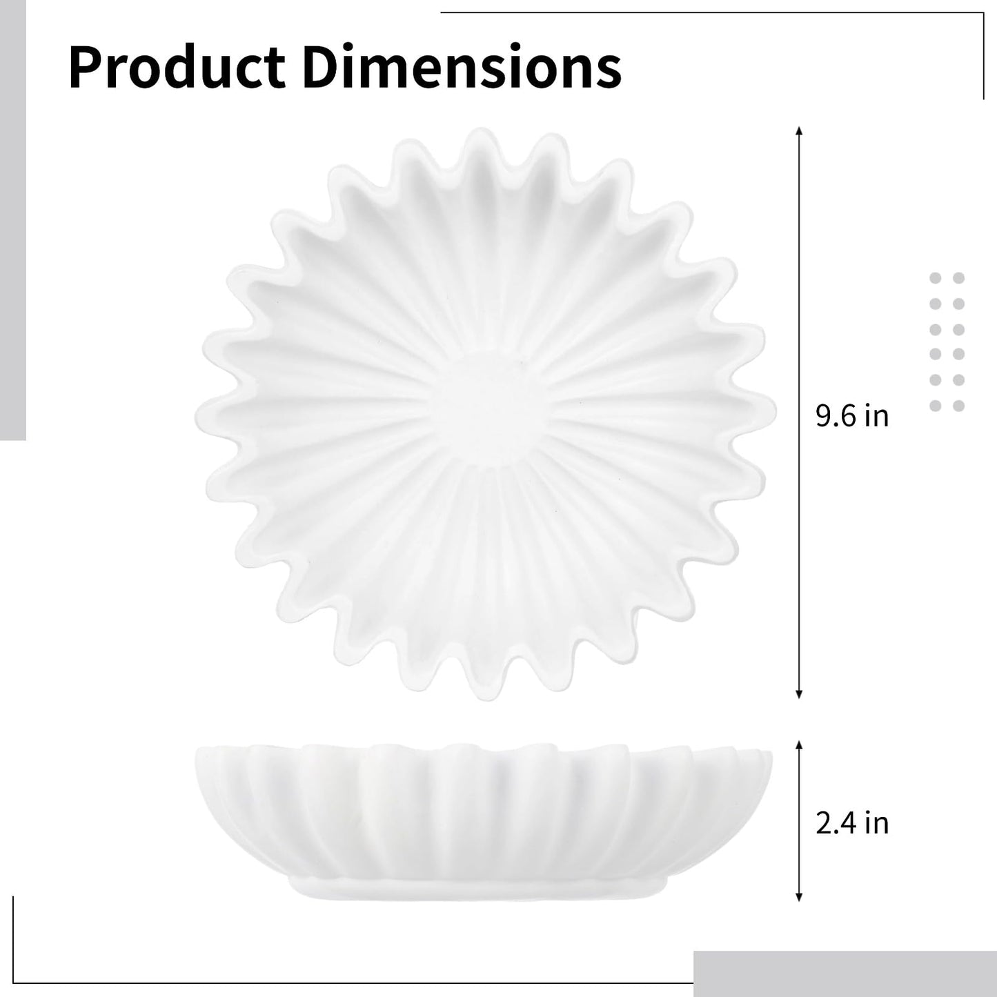 OMISTAR Large Decorative Bowl, Ruffled Resin Decorative Bowls, Modern Scalloped Ruffle Bowl, Bowl for Keys Entryway Table, Centerpiece Decor for Coffee Table, Entryway, Kitchen Counter