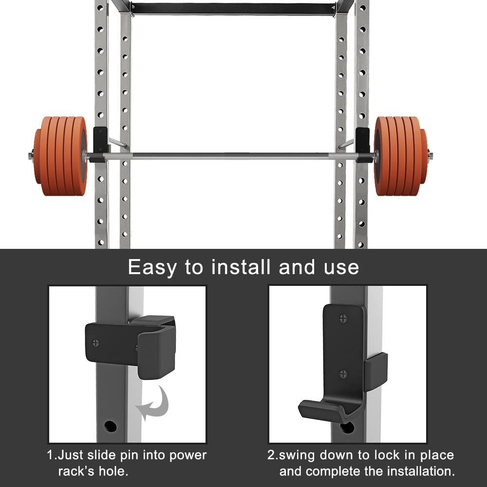 Kipika J-Hooks - Heavy Duty Steel Hooks for 2" x 2" Square Tube Power Cages with 1’’ Hole - Set of 2