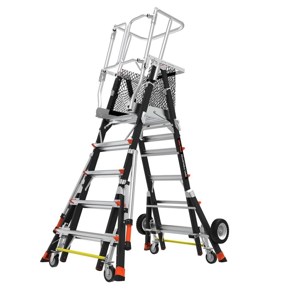 CAGE-Adjustable CAGE, 5'-9' Model - ANSI Type IAA - 375 lb Rated, Fiberglass Adjustable Enclosed Elevated Platform with All-Terrain Wheels and Wheel Lift