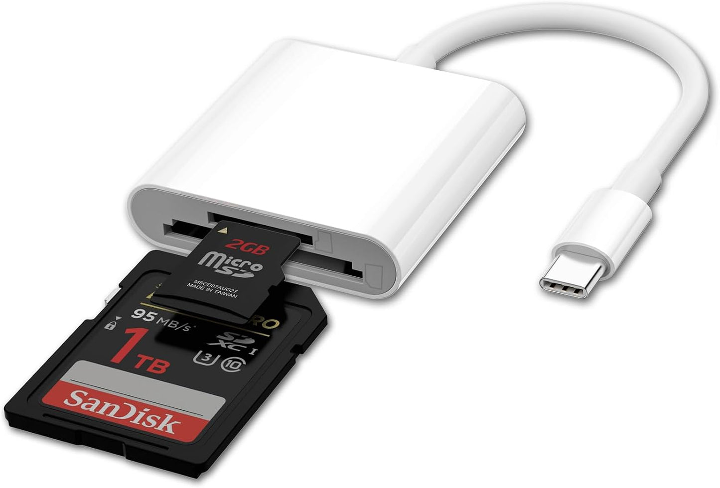 esbeecables 1516,[MFi 2 1 16/16 /15/15 Pro/15 USB C to SD Card Reader for iPhone Certified] in Dual Slot USB C to SD/TF
