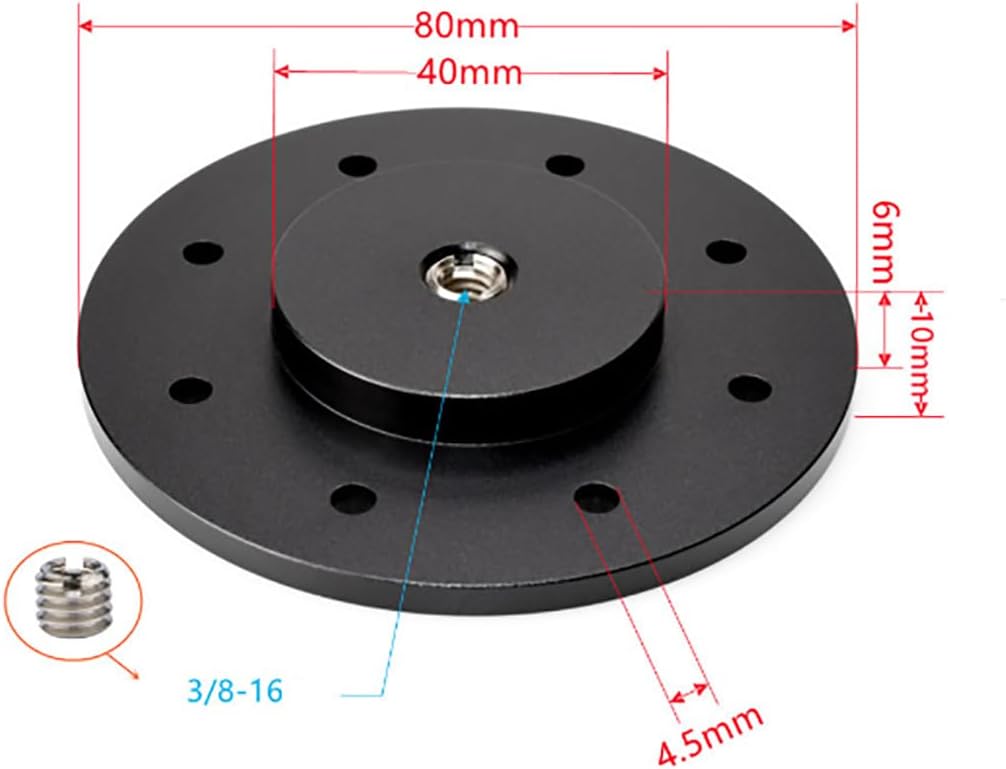 FEICHAO 1/4 3/8 inch (D80 3/8 Shoe Mount Plate Wall Mount Thread Tripod Adapter Holder for Magic Arm Monitor Light