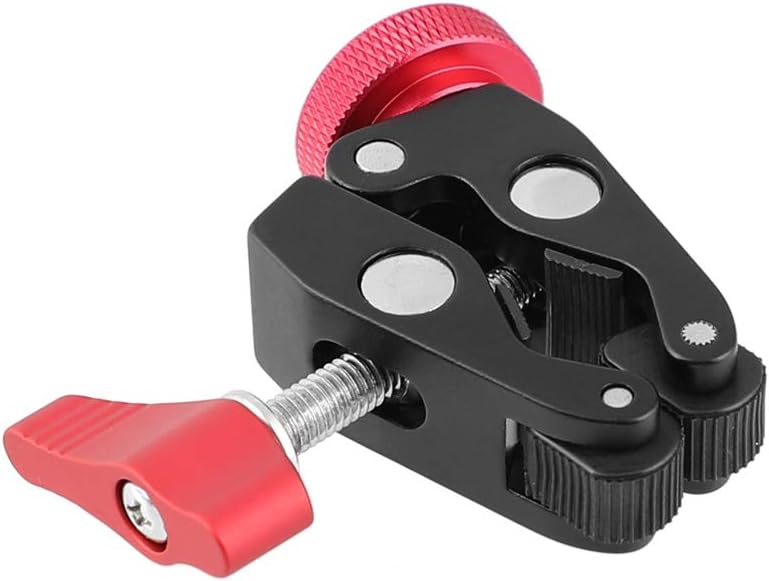 1/4" Crab Clamp Holder with Screw Adapter for Studio Flash Light Camera Tripod (Red)