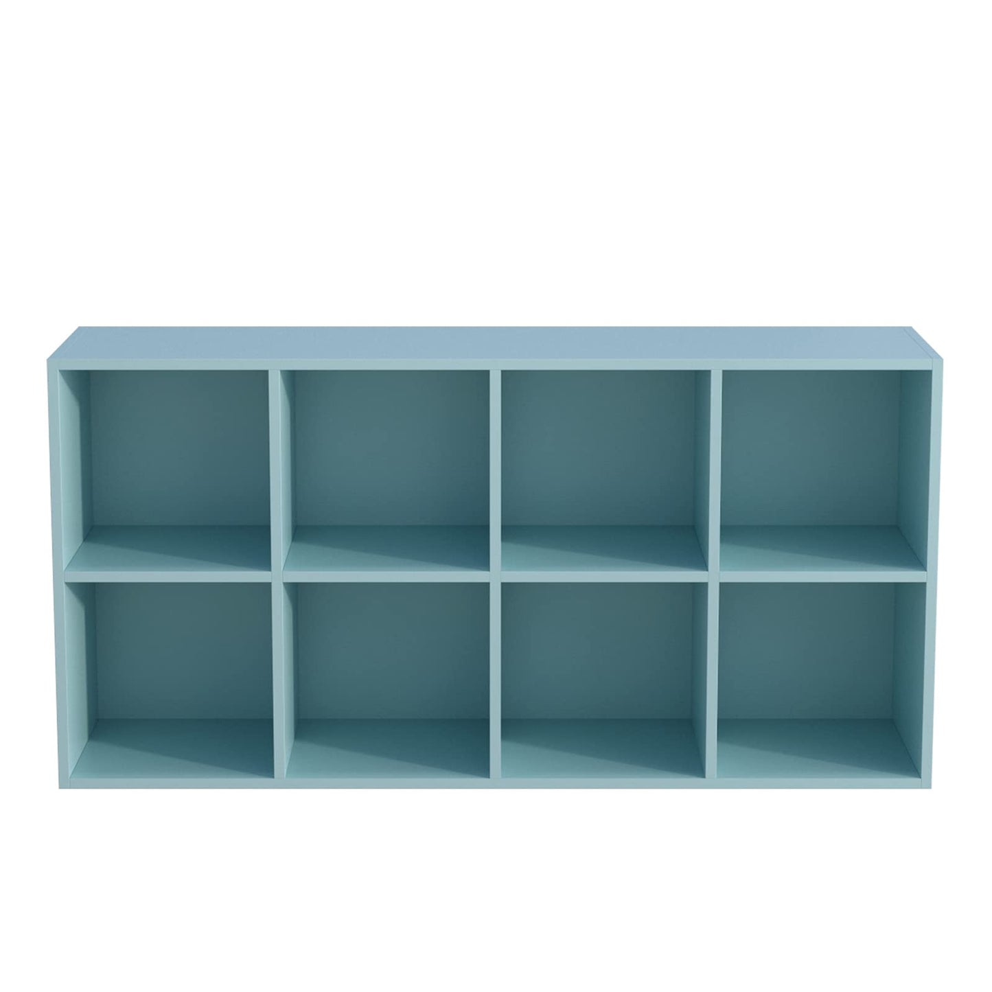 OSCHF 8-Cube Storage Shelf Bookcase - Wooden 4-Tier Floor Standing Open Bookshelf, Modern TV Stand up to 55 Inchs for Home and Office, Light Blue