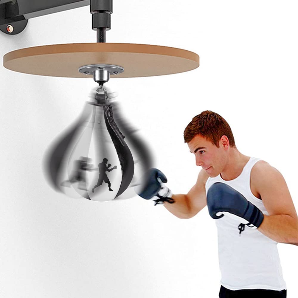 Benelabel Speed Bags for Boxing with 360° Swivel Mount Leather Boxing Speed Bag with Hanger and Inflator - Easy to Install and Use - Improve Your Speed and Reflexes