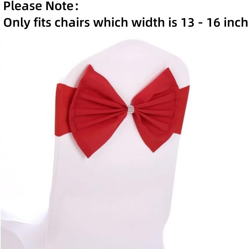 Skiennix Red Chair Sashes - Elegant Spandex Wedding Chair Bows for Parties | 10-Pack