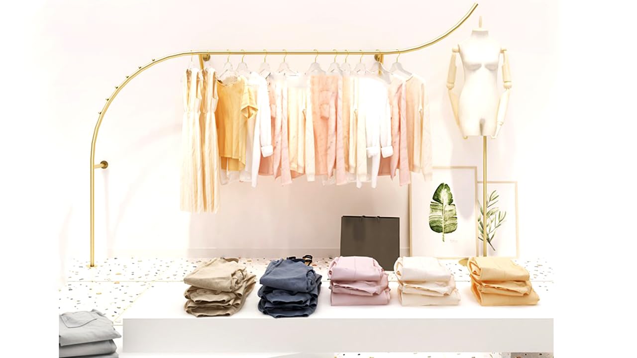 ZICHOUYING Hanging Clothes Rack,Pipe Metal Retail Display Rack Boutique Supplies Coat Rack Store Shirt Clothing Garment Rack Laundry Room Decor
