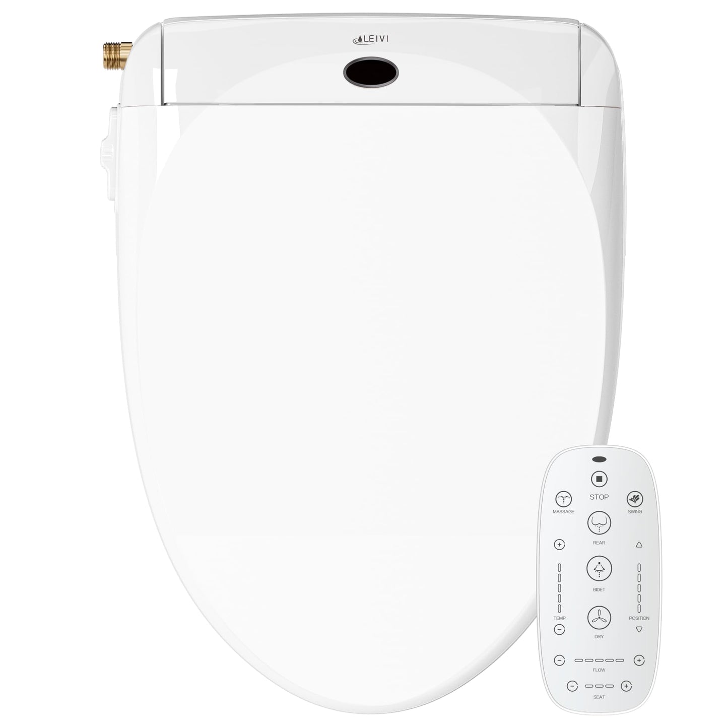 LEIVI Electric Bidet Toilet Seat with Wireless Remote and Side Panel, Multiple Spray Modes, Adjustable Heated Seat, Warm Water and Air Dryer, Auto LED Nightlight, Elongated