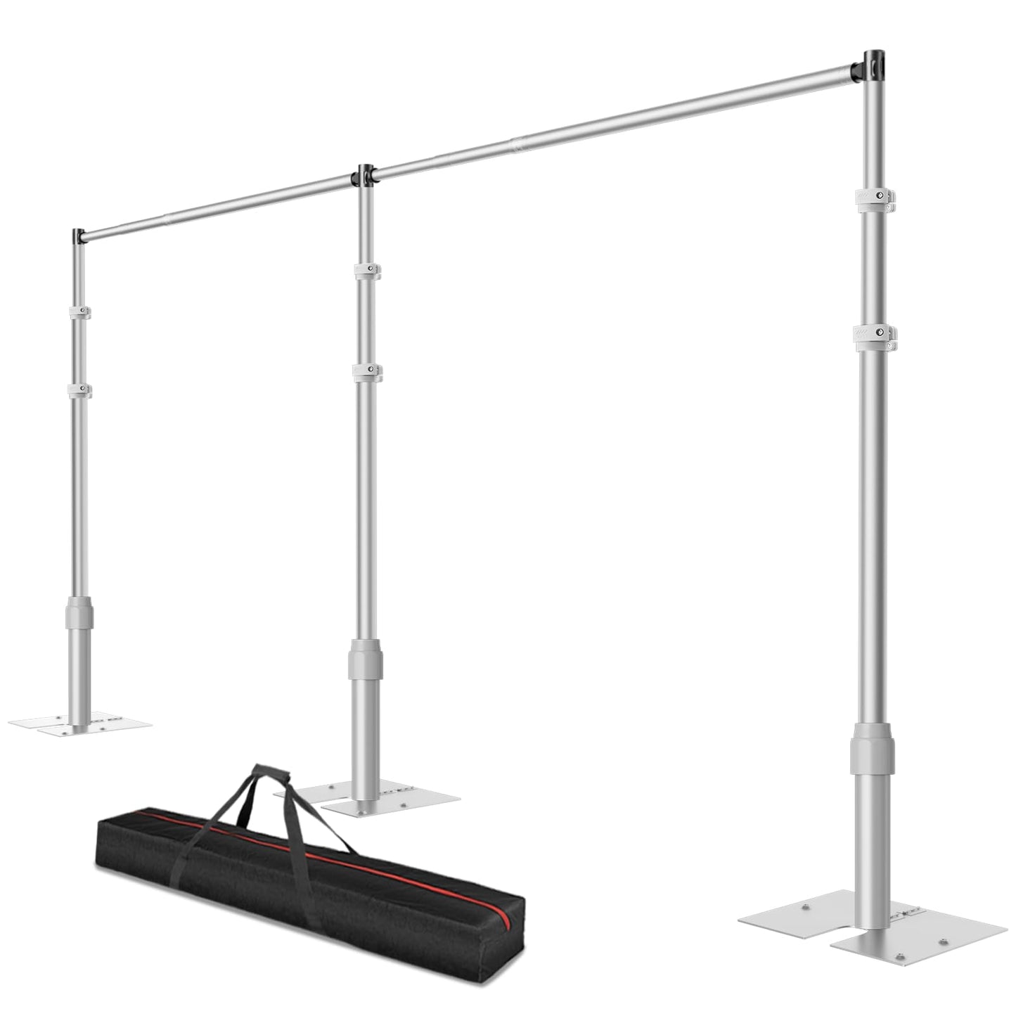 Qoolfoto Pipe and Drape Backdrop Stand, 20x10ft Heavy Duty Adjustable Background Frame with Metal Base, Back Drop Holder for Parties Photography Wedding Photoshoot Decoration