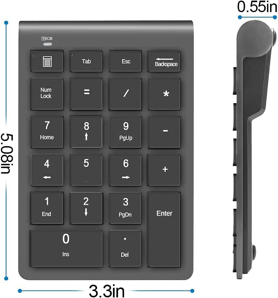 LIANGSTAR 22 2.4GHz 10 Accounting Number Pad, Wireless Numeric Keypad Keys Portable Keyboard Extensions with USB