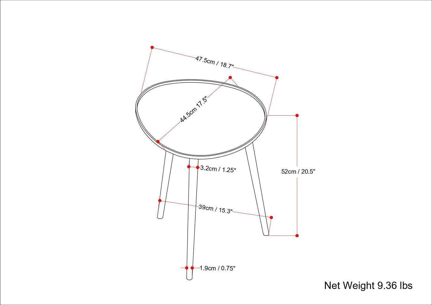 SIMPLIHOME Tanner Mid Century Modern 19 Inch Wide Metal Side Table in Gold, For the Living Room and Bedroom