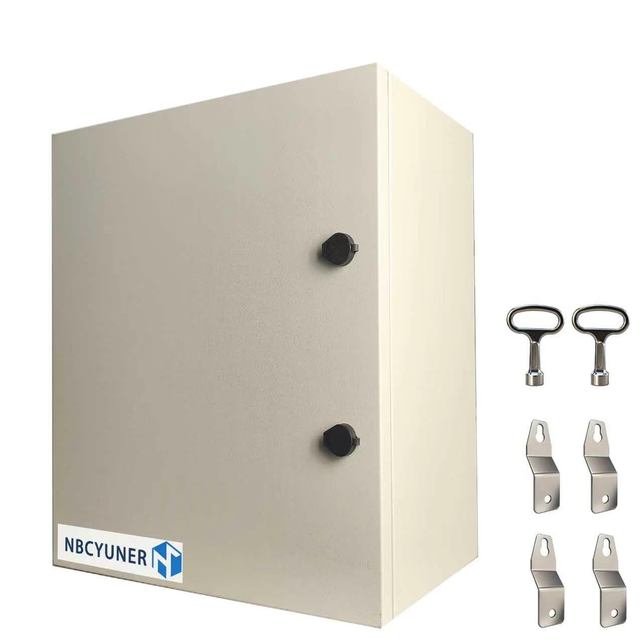 NBCYUNER 24x24x12 Electrical Enclosure Box NEMA 4 Outdoor Enclosure, IP66 Waterproof & Dustproof Cold-Rolled Carbon Steel Hinged Junction Box for Outdoor Indoor Use