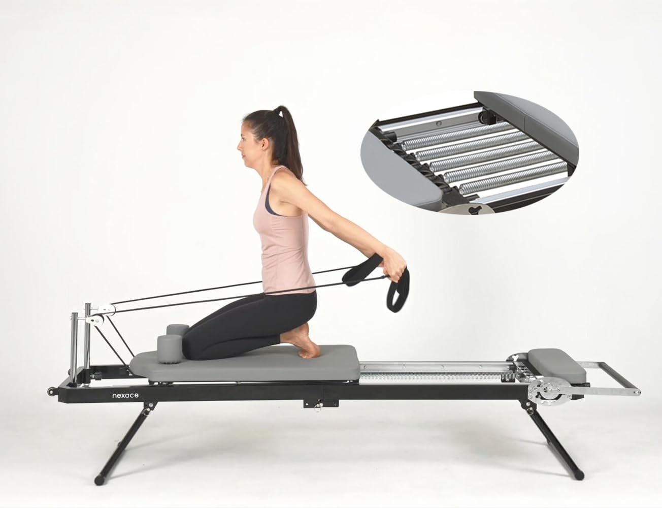 nexace 91" Pilates Reformer Machine Equipment with Spring for Home Workout,Foldable Reformer Pilates for Beginner ,Big Size