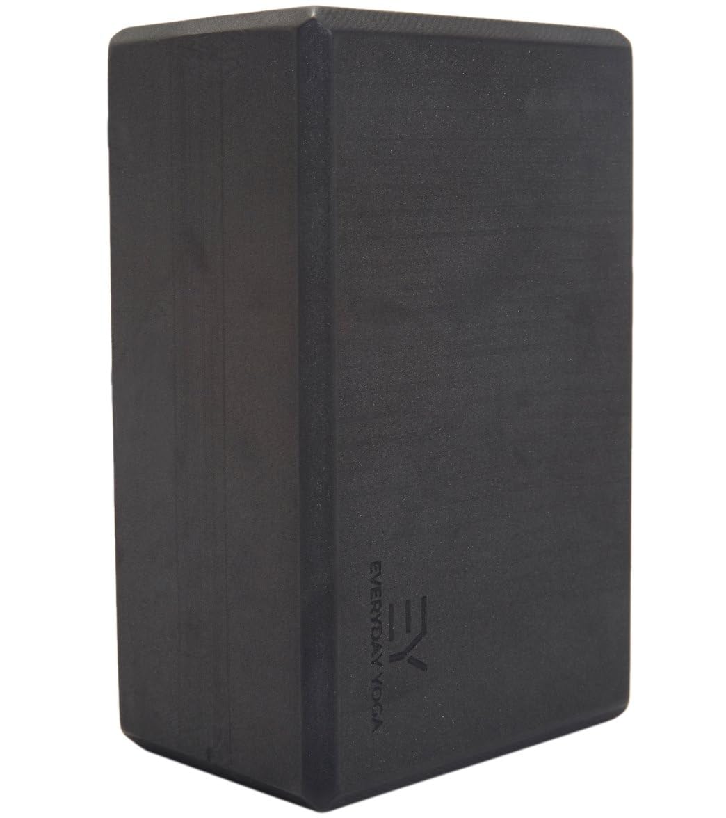 Everyday Yoga Foam Yoga Block 4 Inch - High-Density EVA Support Block for Stability, Balance & Flexibility, Lightweight, Durable & Comfortable - Black