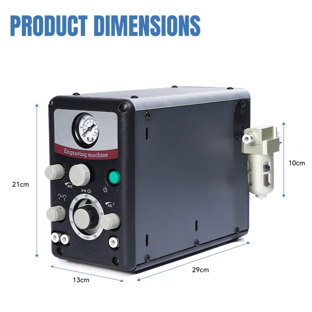 Lakimi Pneumatic Jewelry Engraver Machine - Pneumatic Hand Engraving Machines Dual-Head 400-8000 RPM for Jewelry and Metal Crafting G01
