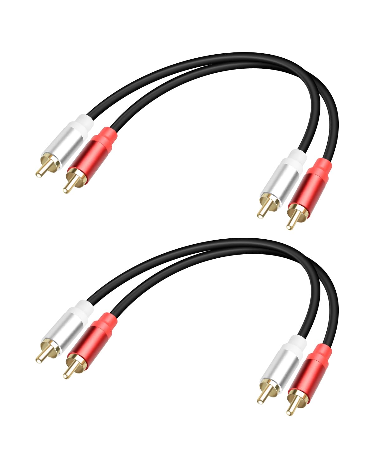 2Pack 2RCA 2RCA 1FT, 2 2 GELRHONR to Cable Short RCA Male to RCA Male Stereo Audio Cable for Subwoofer, Speaker, Home