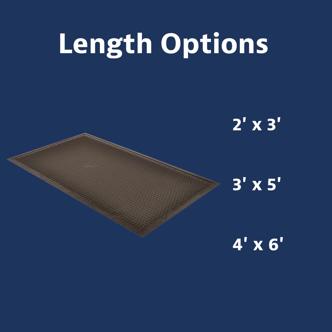 Notrax 340 Soil Guard™ Rubber Scraper Entrance Mat, Outdoor Natural Rubber Doormat for Indoor or Outdoor Heavy-Duty Use, Beveled Edges, 4' x 6', Black, 340S0046BL