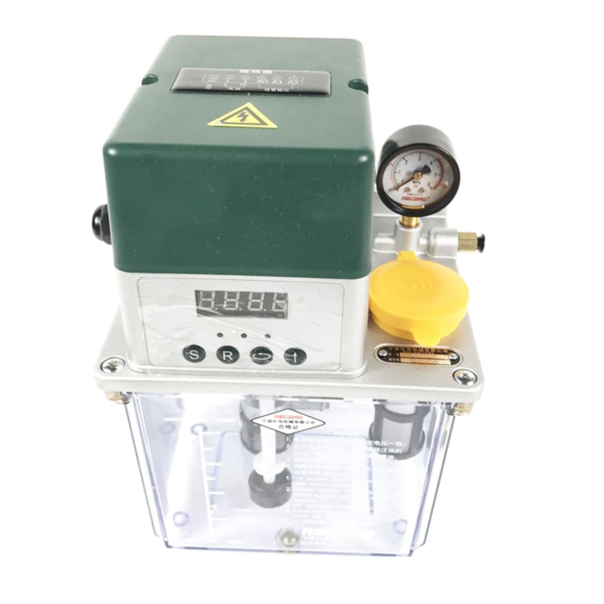 INTBUYING 110V Automatic Lubricating Oil Pump with Pressure Gauge Automatic Lubricating Pump CNC Oil Pump with 2L Reservoir Capacity for Punching Lathe Cutting Milling Machine