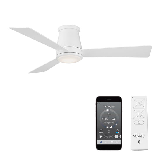 WAC Lighting Hug 3 Blades Aluminum Smart Flush Mount Ceiling Fan in Matte White