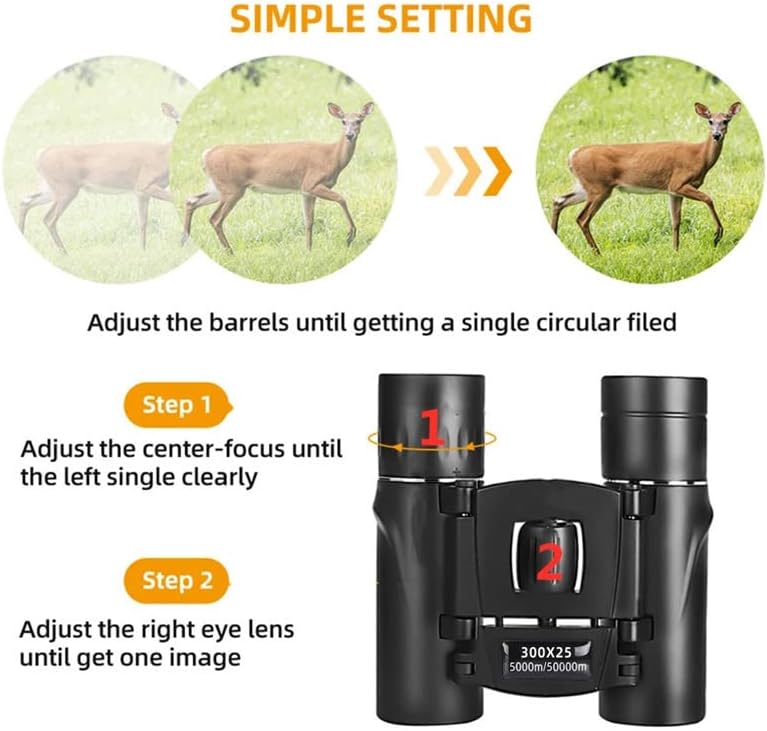 Generic 300x25 5000M BAK4 HD Powerful Binoculars Long Range Folding Mini Telescope Professional Hunting Telescope Zoom