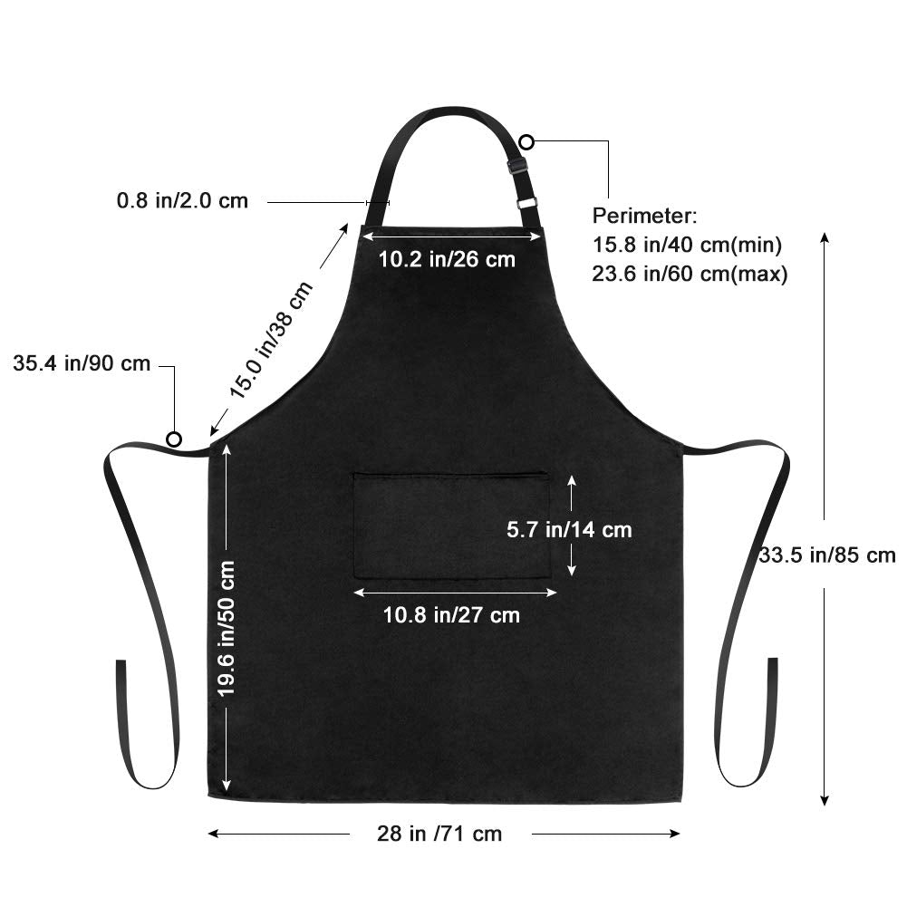 Jubatus 12 Pack 100% Cotton Aprons Bulk with 2 Pockets Cooking Chef Kitchen Adjustable Bib Apron for Women Men, Black