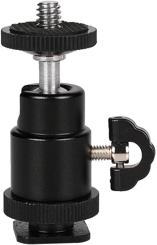 LSYRIA 18"-23" 1/4" 2kg Camera Desk Mount with C Clamp, Adjustable Desktop Light Stands with Ball Heads Cold Shoe