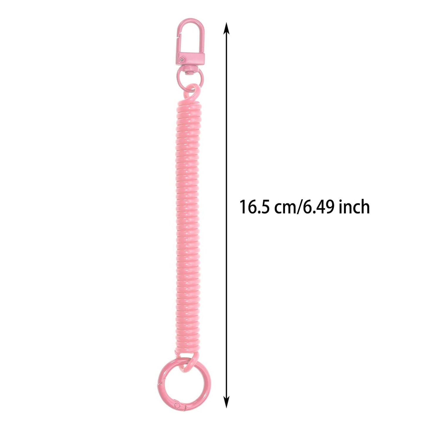 Mini Skater Retractable Coil Spring Keychain Stretchy Spirals Keyring for Work Keys ID Badge, Pack of 10 (Pink)