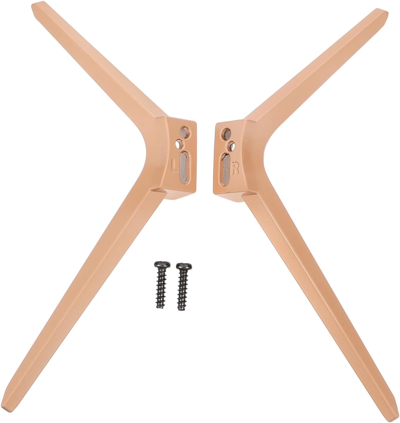 Vaguelly 5mm-22mm Universal Flat Screen Tv Stand Base with Dual Hole Mount Rose Metal Support Legs for Tabletop
