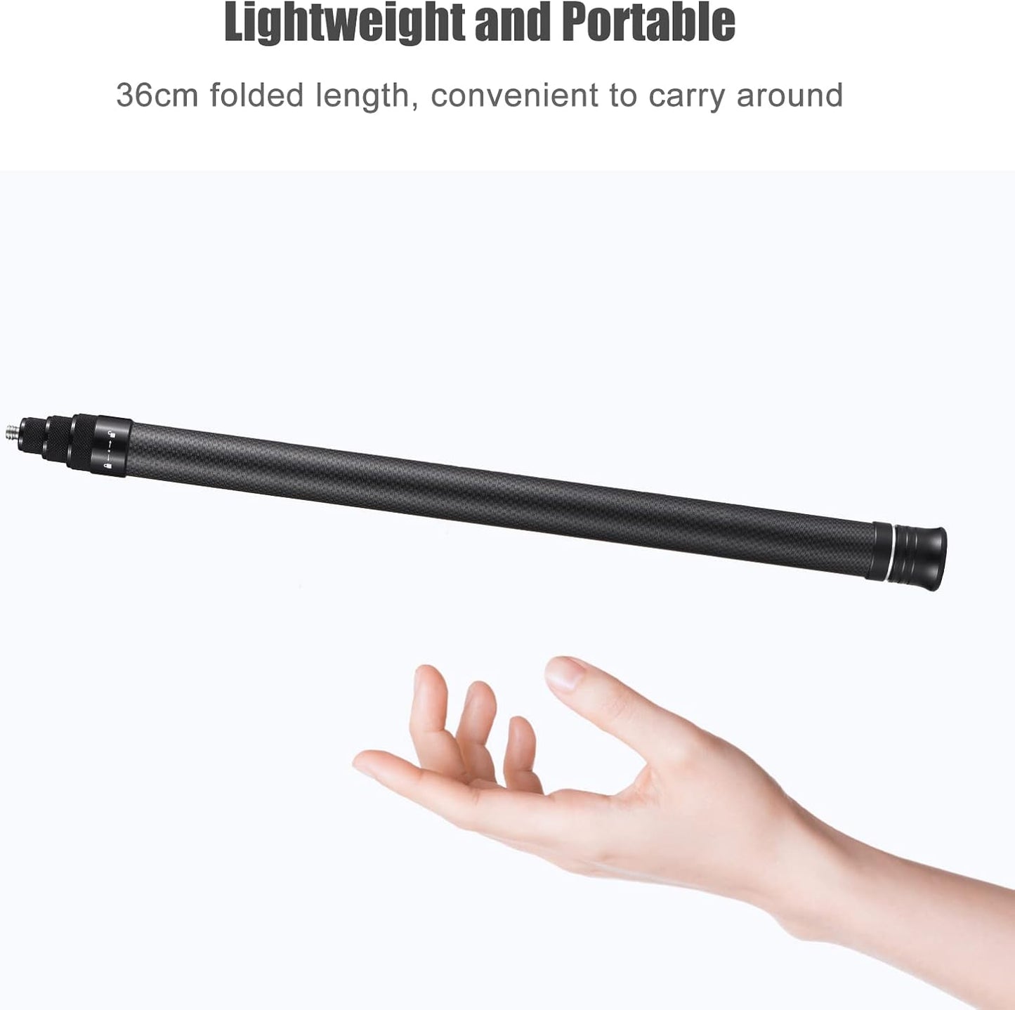 Andoer 1/4 Inch 36cm-150cm/14.2in-59in X2/ X3 Portable Selfie Stick Carbon Fiber Stand Camera Bracket Screw Mount