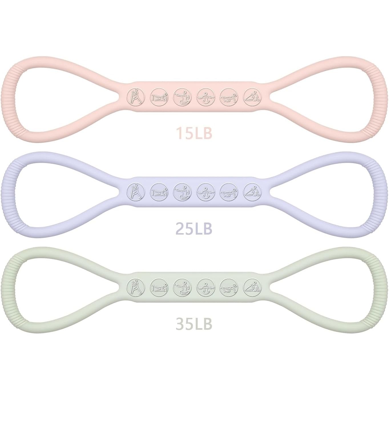 2026 Upgraded Figure 8 Resistance Band for Physical Therapy, Shoulder Back Arm Exercise Bands, 3 Resistance Levels for 15 25 35 Lb for Adult Elderly Kids