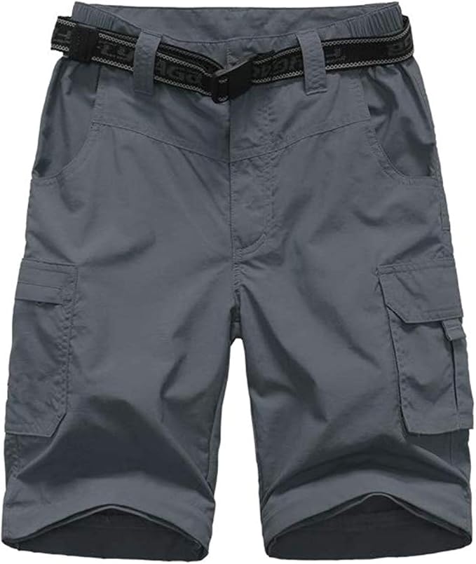 Boy’s Convertible Hiking Pants Lightweight Quick Dry Zip Off Pants for Kids Youth Outdoor UPF 50+ Casual Cargo Trousers