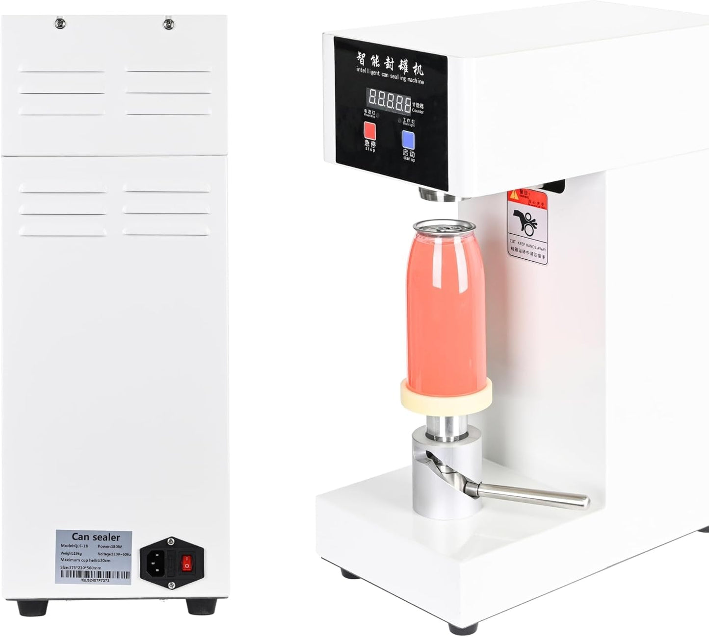 Automatic Can Sealing Machine, Intelligent Electric Cup Bottle Sealer Machine with Counter & LCD Display, 2.2” Dia. & 5.7”-7.9” Height Tin Can Seaming Closing Capping Machine