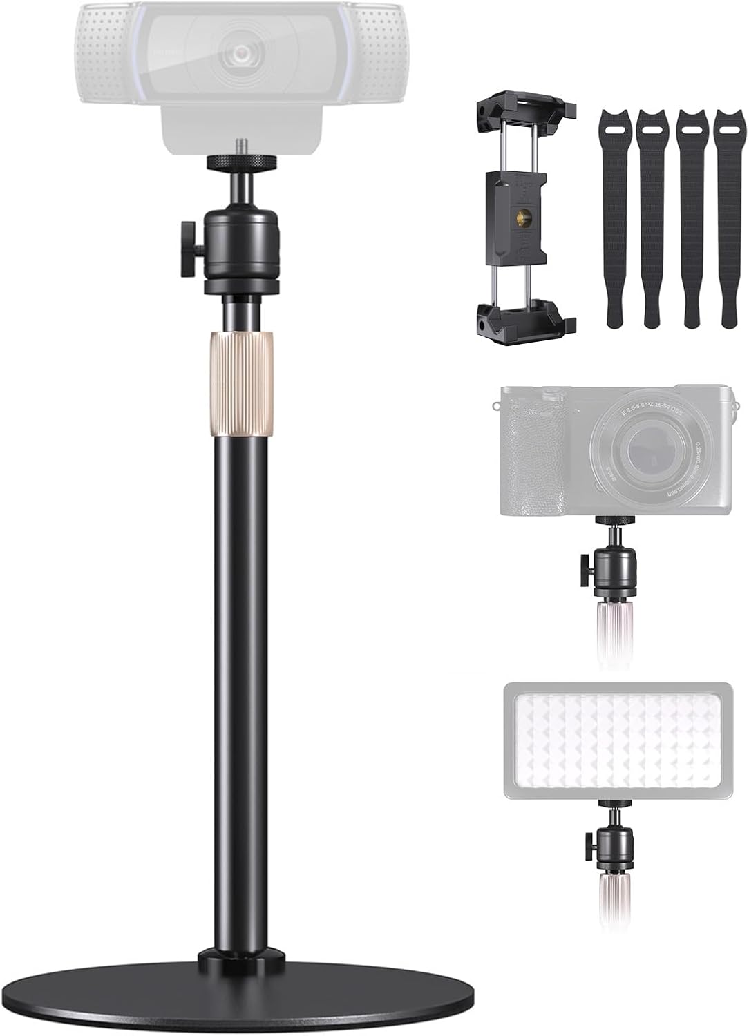 jidinung C922 C930e C920S C920 C615 C960 C920x 4K N60, 1/4" Upgraded Webcam Stand for Desk, Telescopic Webcam Tripod