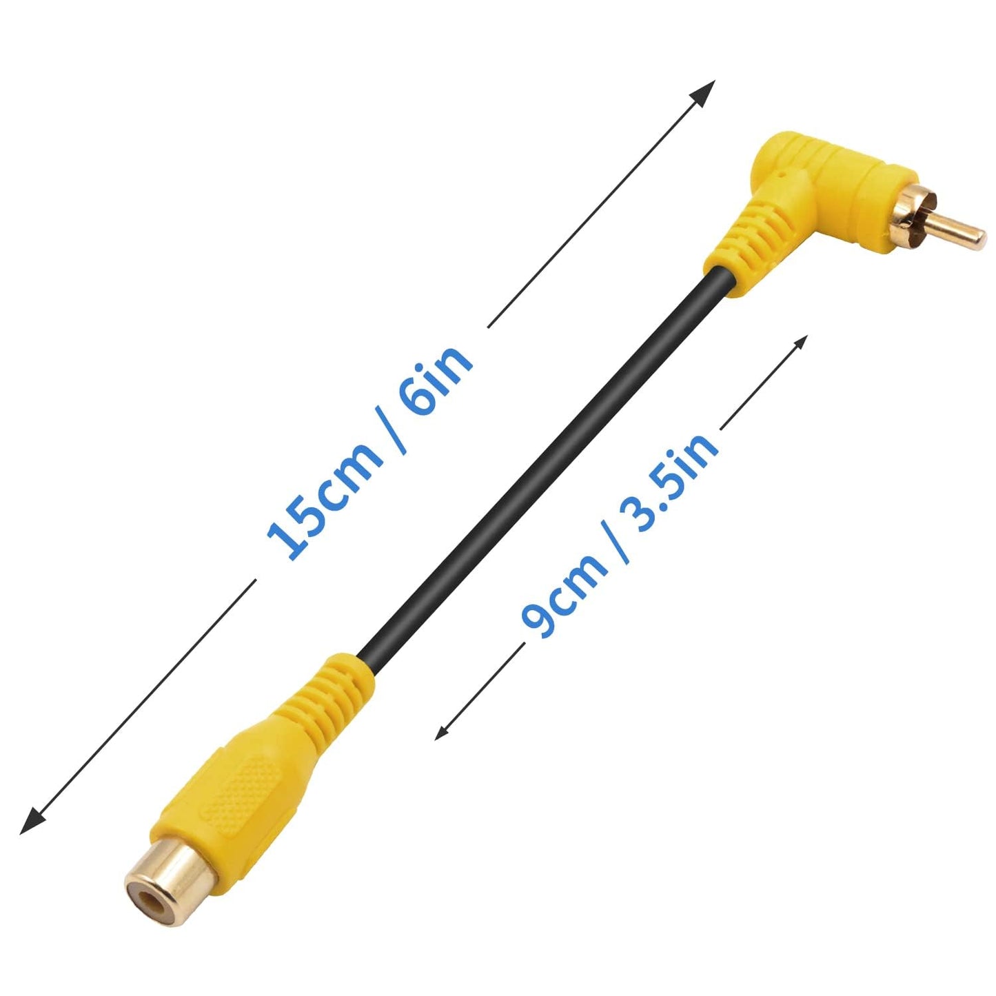 Elbow (15cm 2PCS) RCA Audio Cable Gold-Plated RCA line Lotus Male and Female Extension Lotus AV Video Cable Projector