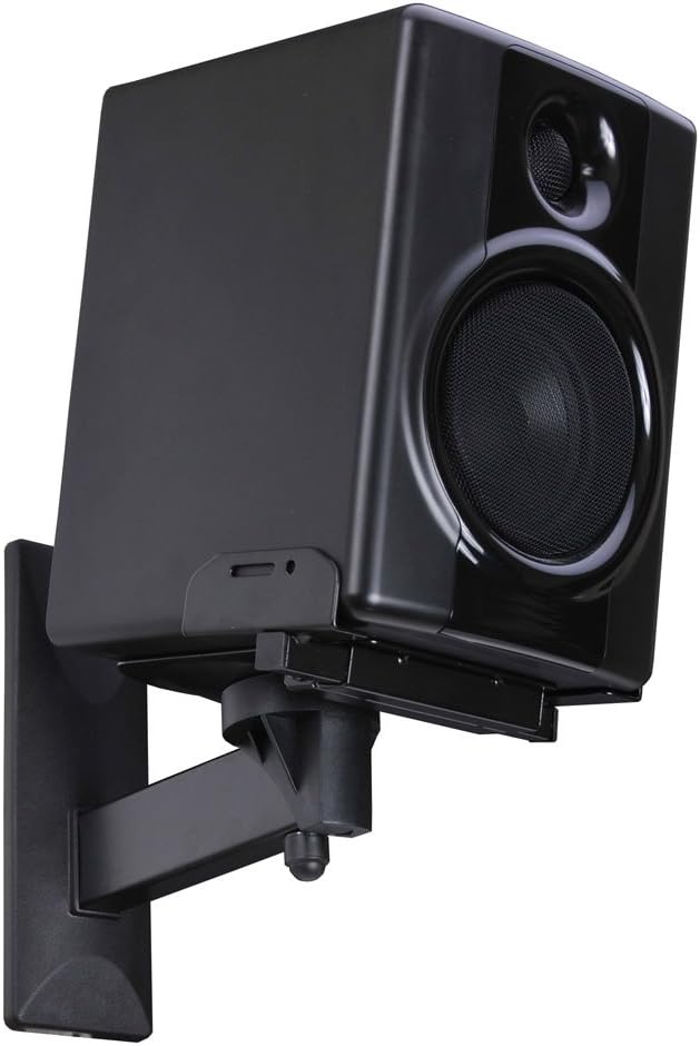 VideoSecu MS56B 3LH One Pair of Side Clamping Bookshelf Speaker Mounting Bracket with Swivel and Tilt for Large