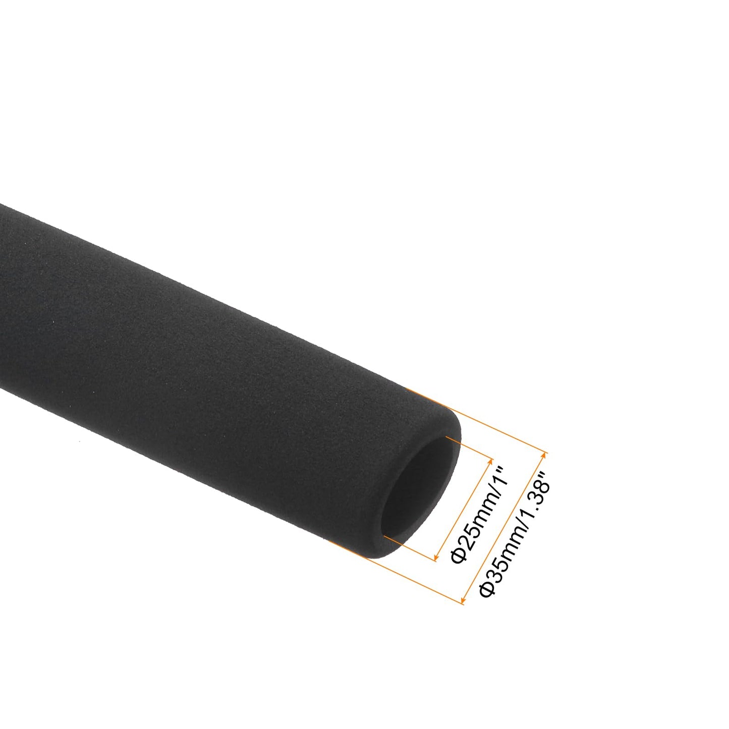uxcell 2pcs Foam Tubing for Handle Grip Support, Pipe Insulation, 25mm(1 Inch) ID 35mm OD 195mm Black