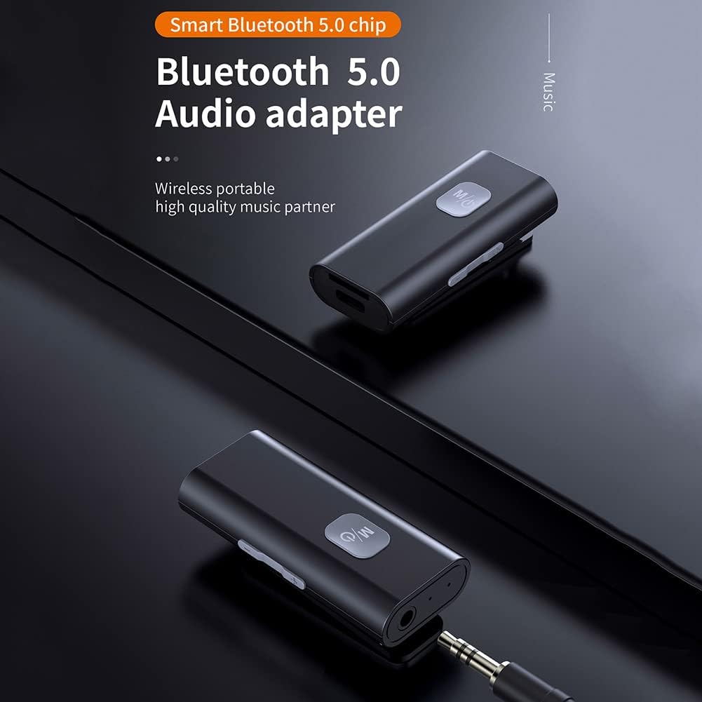 WYYHAA 5.0 3.5Mm 20H Upgraded Bluetooth Music Receiver, Aux Wireless Audio Adapter with Battery Life Support TF Card