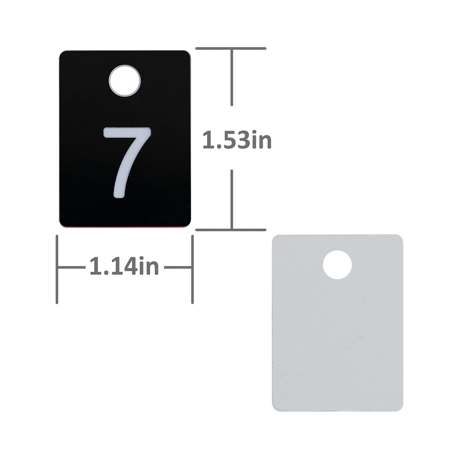 StayMax ABS Plastic Numbered Key Tags Rectangle ID Tag Number Disc with Hole (1-50, Black)