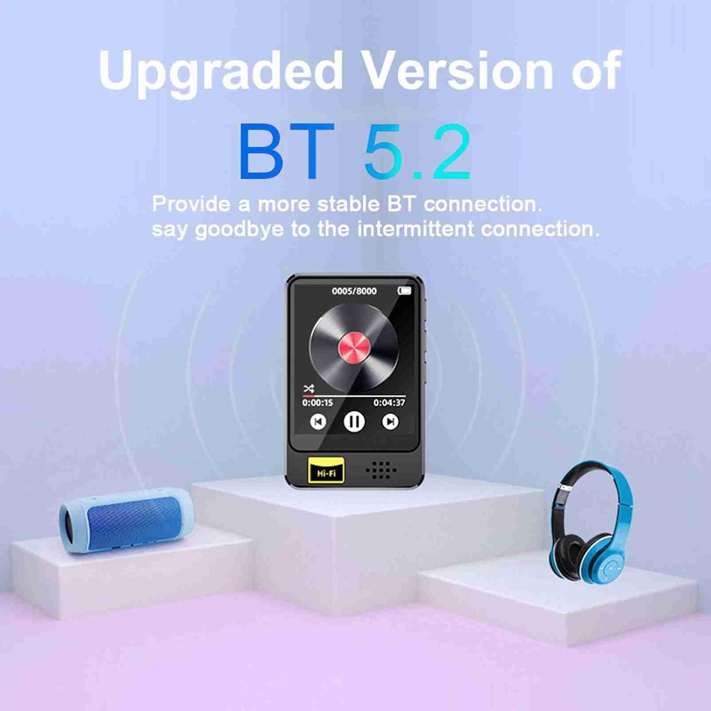 SENECESLI MP3 MP4 Mp3 Player with Bluetooth, Music Player with USB Charging, HiFi Sound Quality, Digital Music Player