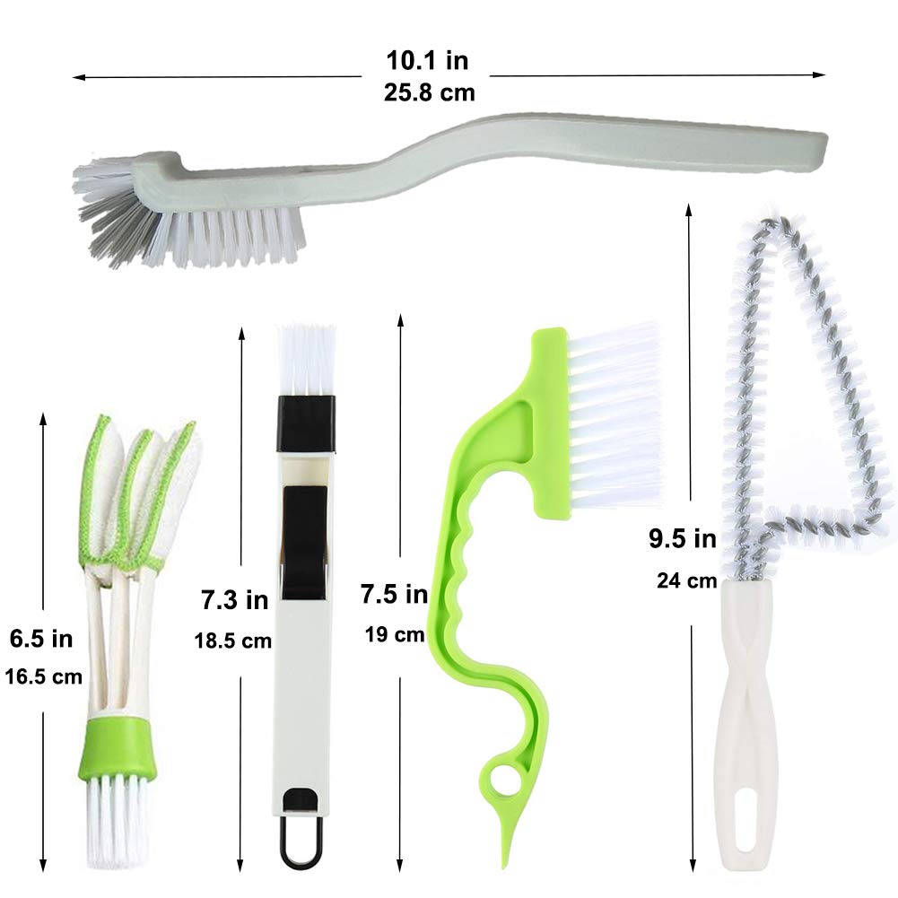 Window Track and Grout Cleaning Brush Set, 5Pcs Hard-Bristle Crevice Scrub Brushes for Sliding Doors, Tile Lines, Sink Corners, Small Gaps and Bottles, Essential Household Cleaning Tools