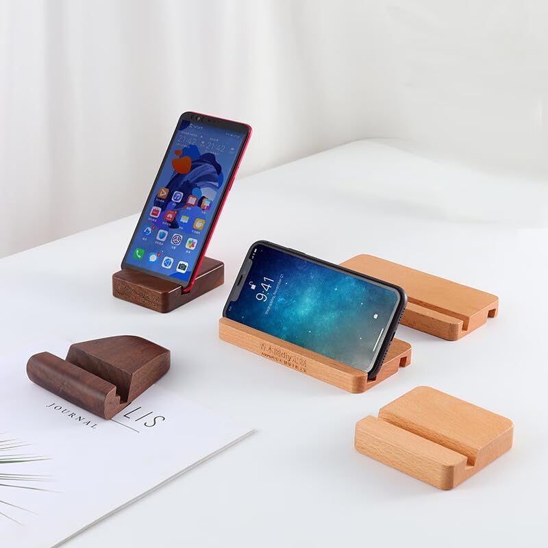 LUCENTIS 2 8 8 cm, Wood Phone Stand, x x Wooden Phone Holder (Black Walnut Square Double Slot)
