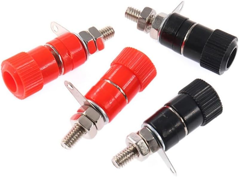 Lzzvibo 10pcs 4mm JS-910B JS-910B (5Black+5Red) Banana Plug Jack Connector Nickel Plated for Jack Socket Female Binding