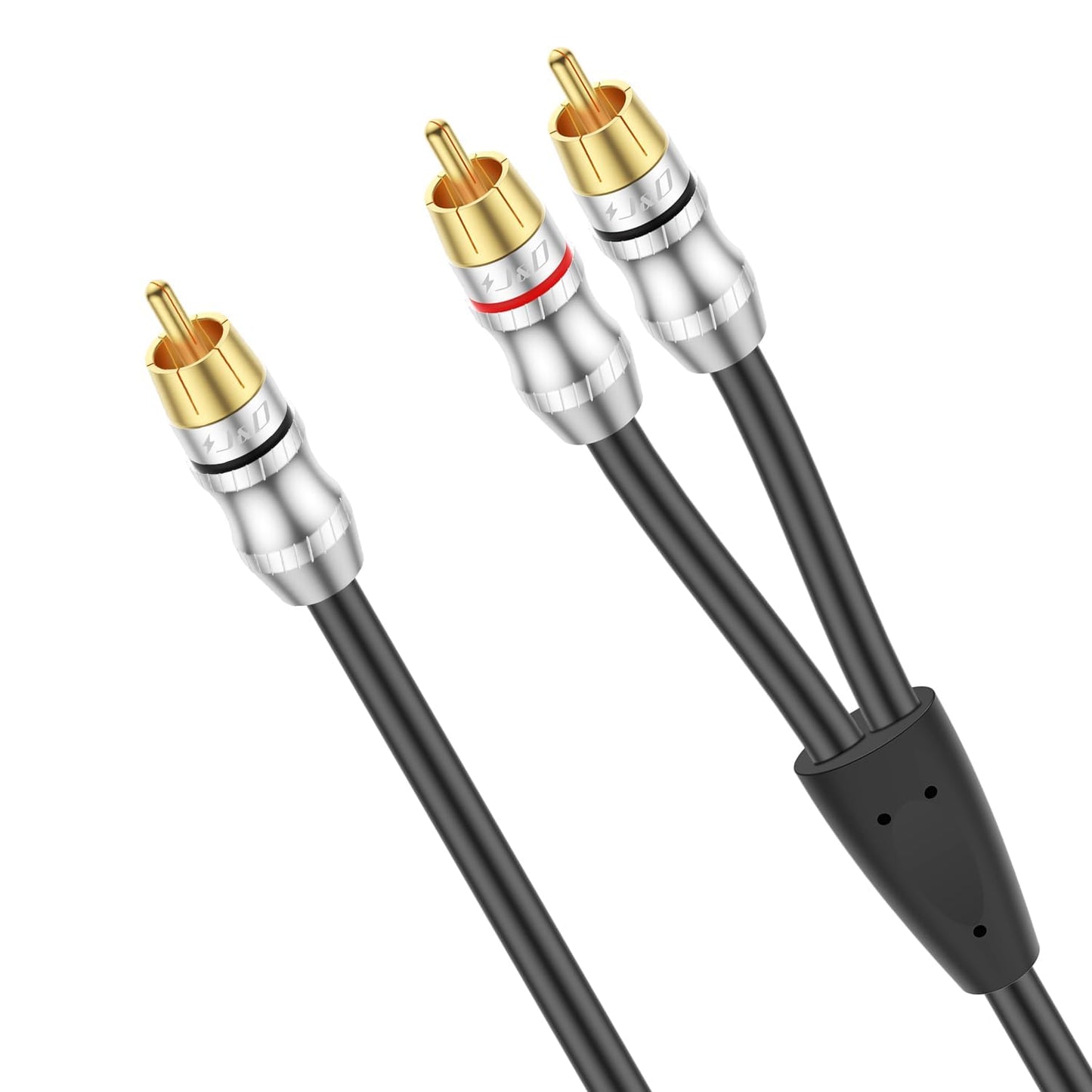 1 2 10 J&D RCA Cable, RCA Male to RCA Male Y-Splitter Digital Stereo Audio Cable Subwoofer Cord for Subwoofer, Home