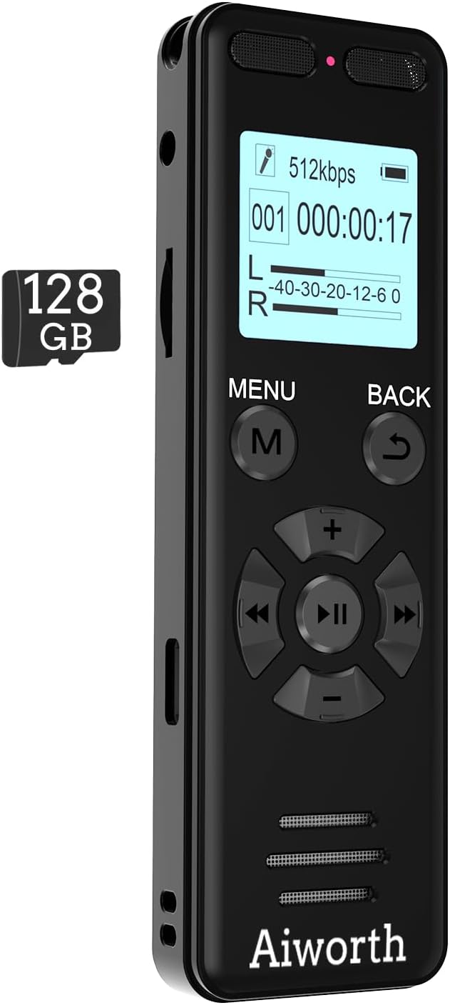 Aiworth 136GB 9860 Playback,MP3 Digital Voice Recorder Voice Activated Recorder for Lectures Meetings - Hours Sound