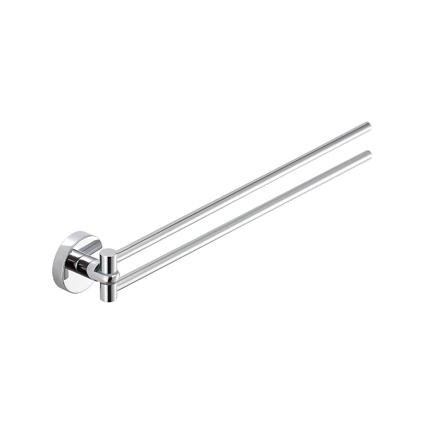 LANGPAI Brass Swinging Towel Bar 2-Arm Swing Out 180° Rotation Swivel Balance Towel Rod 16-Inch Wall Mounted Space Saving Towel Air-Drying Holder Chrome Finished