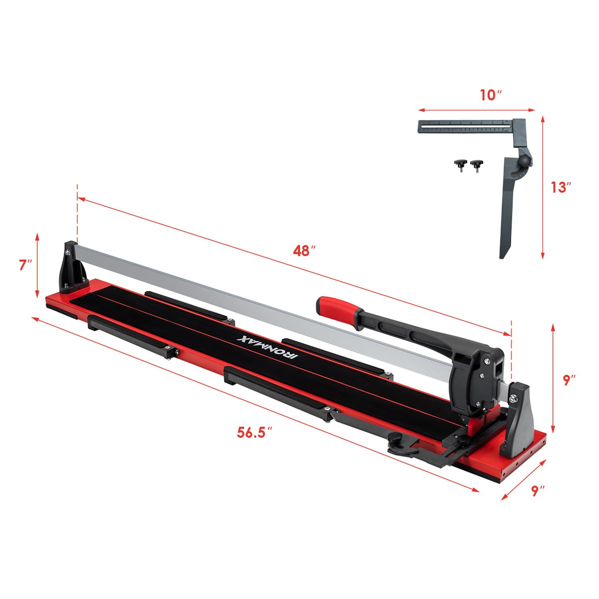 IRONMAX 48 inch Manual Tile Cutter, Professional Ceramic Tile Cutter Tools with Ergonomic Handle, Removable Scale, Adjustable Brackets, Porcelain Cutting Machine with Tungsten Carbide Cutting Wheel