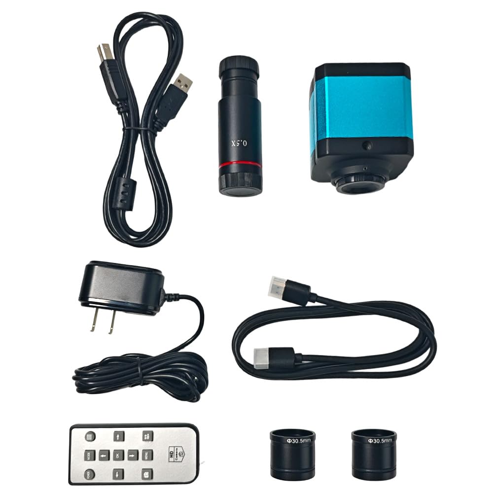 LUOYIILEA 37MP 1080P 60FPS Microscope Camera, HDMI USB C-Mount Industrial Microscope Camera with 30mm/30.5mm Adapter for Lab Research & Inspection, 2K Video Output