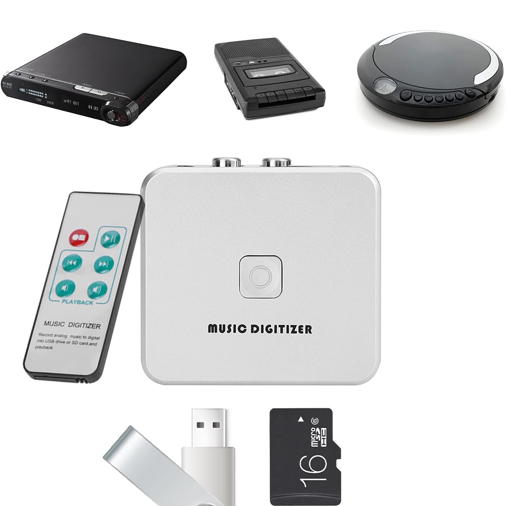 MP3 Cassette Music Digitizer Analog to Converter, Records Tapes Audio Converter Tape Storage Conversion Stereo Sound