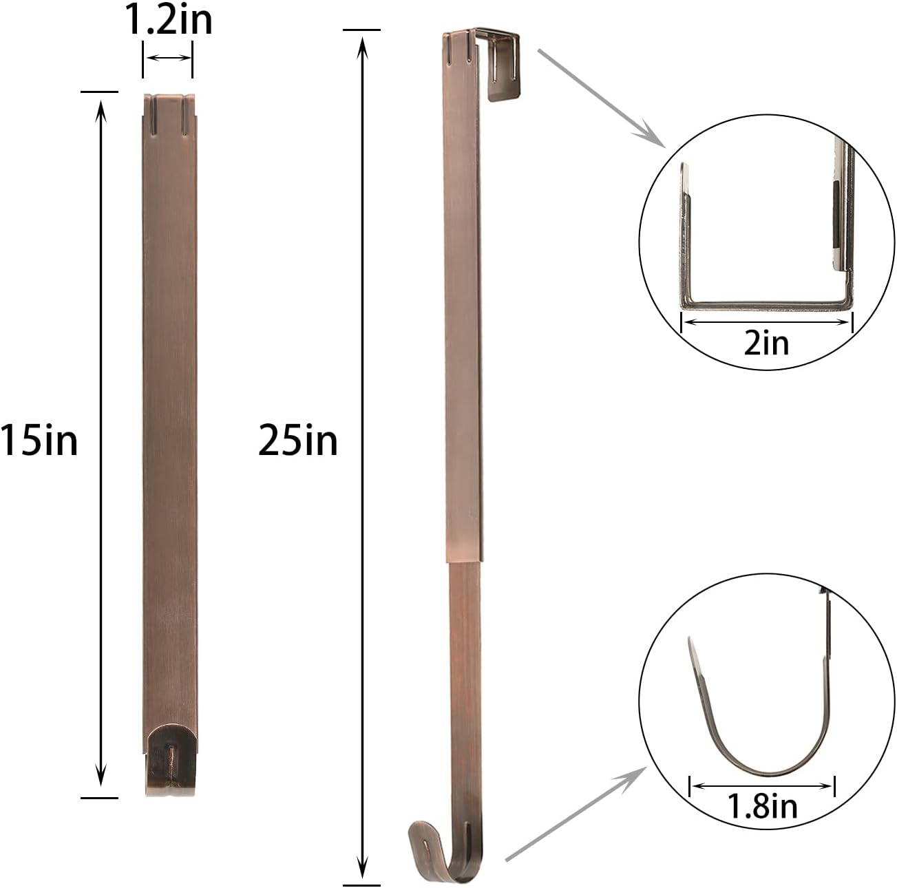 Sattiyrch Adjustable Wreath Hanger - Over The Door Hook 15-25 Inch | Holds Up to 20 lbs in Brushed Copper
